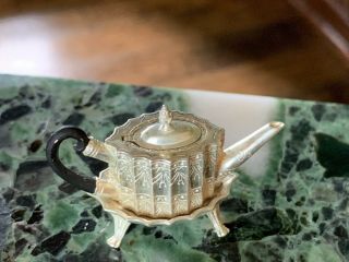 Miniature Dollhouse Artisan Obidiah Fisher RARE Sterling Coffee Pot Footed Tray 6
