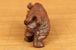 antique old boxwood rhinoceros statue figure netsuke hand piece home decoration 3
