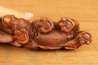 antique old boxwood rhinoceros statue figure netsuke hand piece home decoration 7