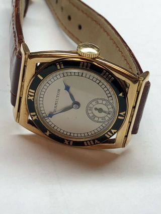 Rare Vintage Hamilton Piping Rock 14k Gold Wristwatch c.  1930s 10