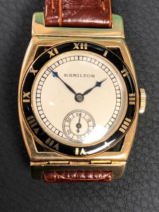 Rare Vintage Hamilton Piping Rock 14k Gold Wristwatch C.  1930s