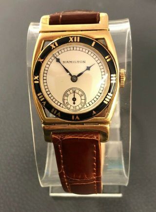 Rare Vintage Hamilton Piping Rock 14k Gold Wristwatch c.  1930s 2