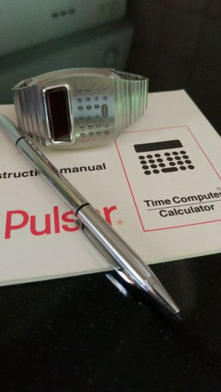 Pulsar Vintage digital Led Time Computer Watch calculator 11