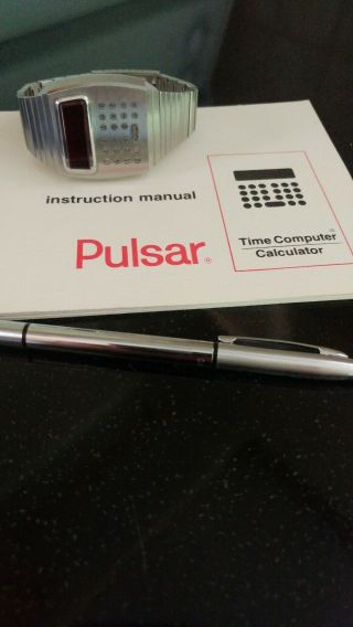 Pulsar Vintage digital Led Time Computer Watch calculator 12