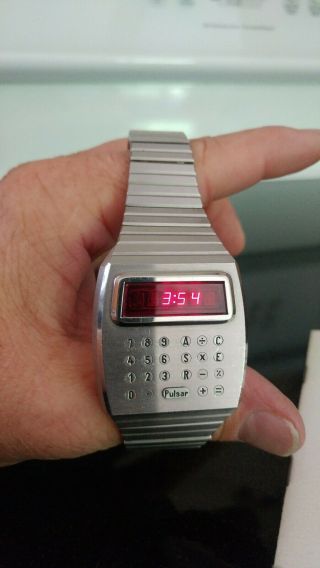 Pulsar Vintage digital Led Time Computer Watch calculator 7