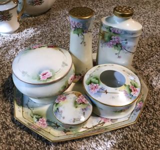 Antique Hand Painted Porcelain Set,  Circa 1900,  By My Great Great Aunt