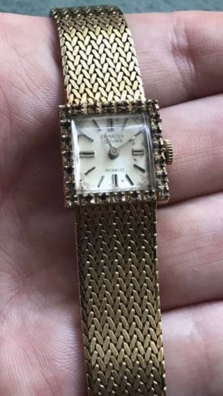 Vintage 14k Gold Ermaten 17 Rubis Incabloc Ladies Watch 35.  6g Scrap 5