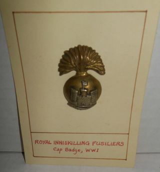 Ww1 Irish Regimental Cap Badge 1914 - 18 Royal Innskilling Fusiliers Op