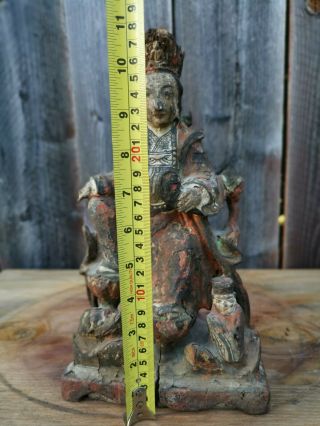 Estate Old Chinese Ming Gold Gilt Lacquer Wood Carved Buddha Asian China 2