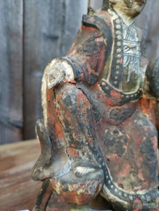 Estate Old Chinese Ming Gold Gilt Lacquer Wood Carved Buddha Asian China 7
