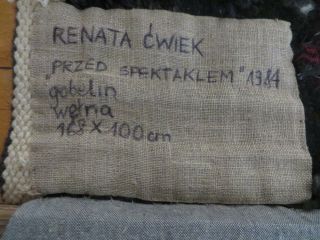 Vintage Tapestry Poland modernist wool wall weaving Renata Cwiek Pillin 5