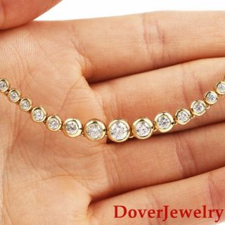 Estate 8.  10ct Diamond All Around 14k Gold Riviera Tennis Necklace 19.  7 Grams Nr