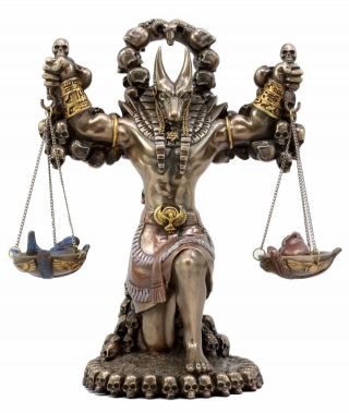 Ancient Egyptian Anubis Jackal Dog God Of Underworld W Scales Figurine Judgement