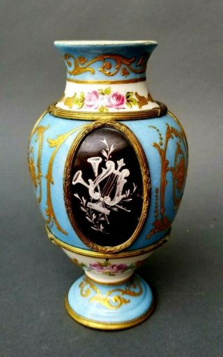 Sevres French Porcelain Vase W Ormolu Mounts Very As/is