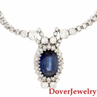 Estate Diamond Sapphire 14k White Gold Rope Chain Necklace 26.  6 Grams Nr