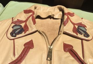 East West Musical Instruments Vintage Leather Jacket Rodeo Rose RARE 10