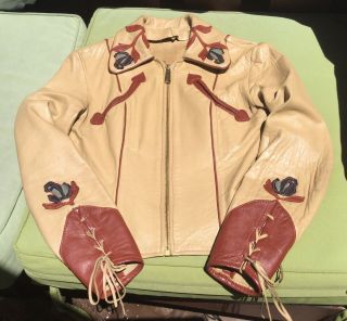East West Musical Instruments Vintage Leather Jacket Rodeo Rose Rare