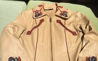 East West Musical Instruments Vintage Leather Jacket Rodeo Rose RARE 2