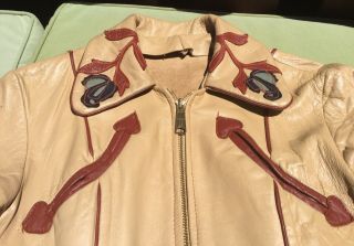 East West Musical Instruments Vintage Leather Jacket Rodeo Rose RARE 3