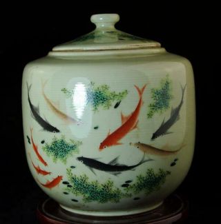 Chinese Old Hand - Made Pastel Porcelain Goldfish Tea Pot /tongzhi Mark C01