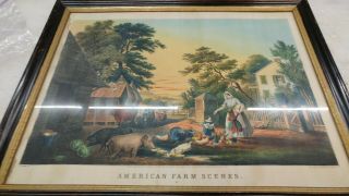 Antique Currier Ives Print American Farm Scene No 2 Measures 30w X 24h