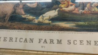 Antique Currier Ives Print American Farm Scene No 2 Measures 30W x 24H 8