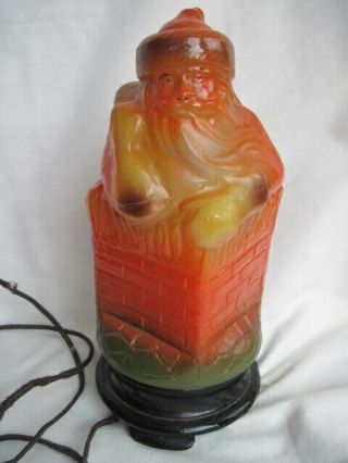 Rare Vintage Tiffin Antique Glass Santa Claus Lamp Light 1920 