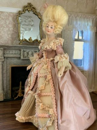 Miniature Dollhouse c1985 Artisan Porcelain Lady Doll Marie Antoinette R.  Tucker 12