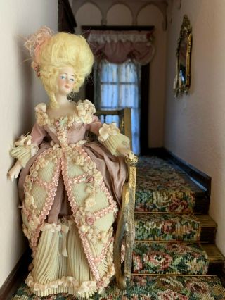 Miniature Dollhouse c1985 Artisan Porcelain Lady Doll Marie Antoinette R.  Tucker 3