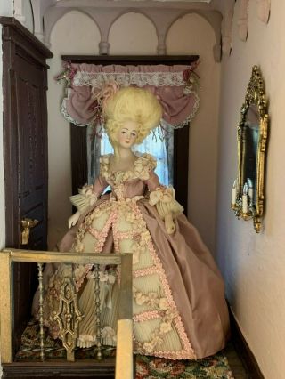 Miniature Dollhouse c1985 Artisan Porcelain Lady Doll Marie Antoinette R.  Tucker 6