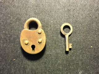 Vintage Brass Small Pad Lock With Key
