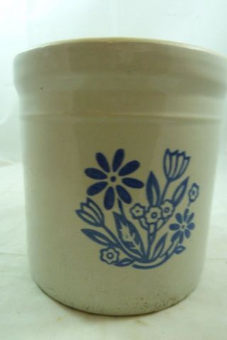Vintage Blue Colbalt Blue Flowers Stoneware One Gallon Salt Glaze Crock Jar