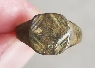 Authentic Ancient Roman Empire Legionary Intact & Wearable Bronze Ring Sz 8.  75