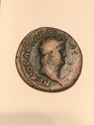 Ancient Nero Caesar Roman As Coin Ad 54 - 68