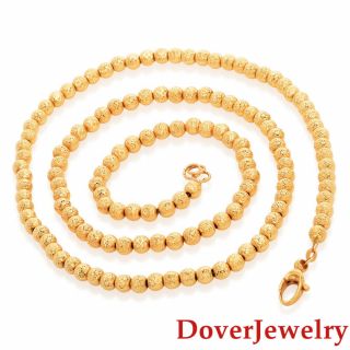 Italian Milor 14k Yellow Gold Beaded Long Necklace 15.  9 Grams Nr