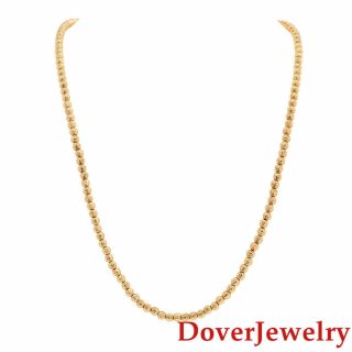 Italian Milor 14K Yellow Gold Beaded Long Necklace 15.  9 Grams NR 3