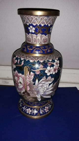Vintage (post 1940) Chinese Finely Painted Enameled Cloisonne Bottle Vase
