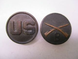 U.  S.  Army Wwi Us Collar Disc Set Us And Infantry Crossed Rifles Over B