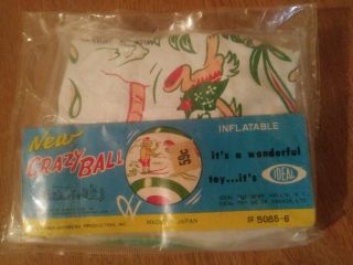 Ideal Toy corp.  Crazy Ball Hanna Barber Infatable ball an antique 1950s 3