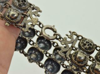 RARE Antique Victorian silver MEMENTO MORI 28 SKULLS ladies Bracelet c1890 ' s 3