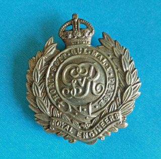 Vintage Wwi Royal Engineers Corps Cap Badge Brass Or Goldtone Metal