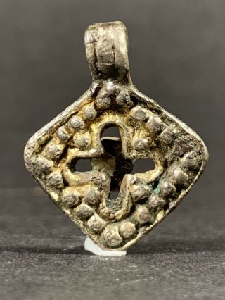 Ultra Rare Ancient Norman Gold Guild Cross W Center Stone Circa.  1200 Ad