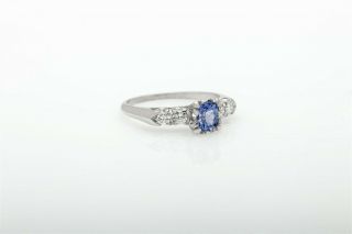 Antique 1940s $5000 1.  30ct Natural NO HEAT Blue Sapphire Diamond Platinum Ring 2