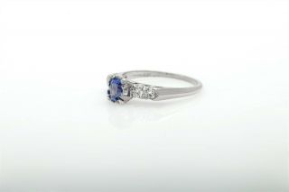 Antique 1940s $5000 1.  30ct Natural NO HEAT Blue Sapphire Diamond Platinum Ring 3