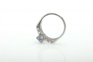 Antique 1940s $5000 1.  30ct Natural NO HEAT Blue Sapphire Diamond Platinum Ring 4