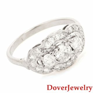 Vintage Deco Diamond 14k White Gold Engagement Ring Nr