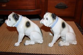 Antique Grafenthal Germany Porcelain Bulldog Figures PAIR Bulldogs 2