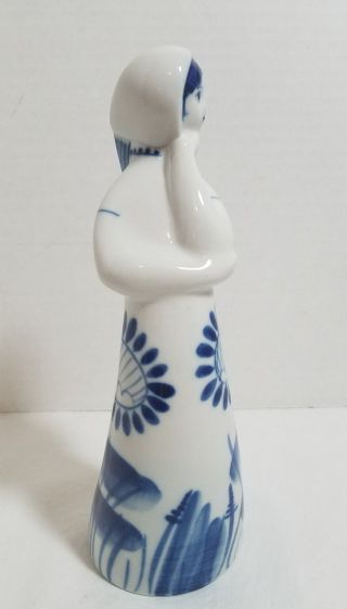 Vintage Russian Gzhel Majolika Porcelain Blue & White Figurine Woman Made USSR 5