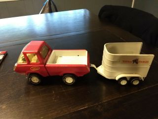 Vintage Tonka Stables Pink Pickup Truck And Trailer