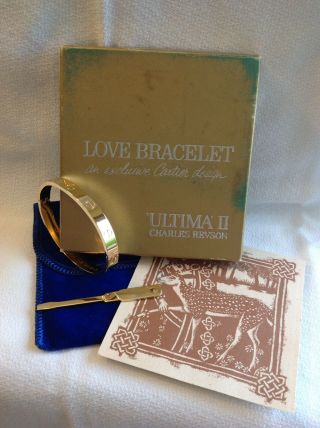 Charles Revson Love Bracelet 18k Gold Electroplate 1970 Cartier Design
